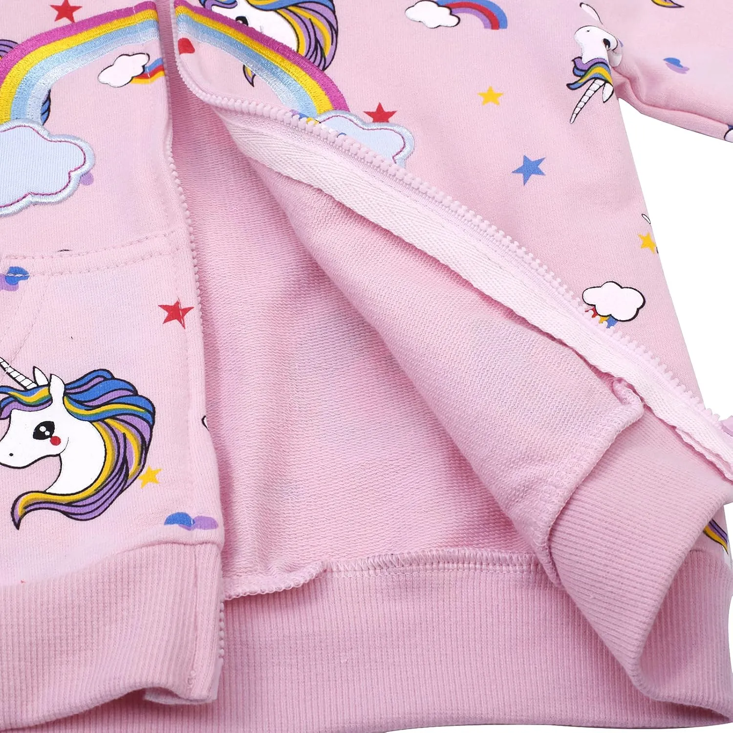 Baby Girl Zip-up Jacket Rainbow Unicorn Cotton Hoodie Sweatshirt Toddler Fall Coat Kids Winter Outfits Outerwear 2t-7t