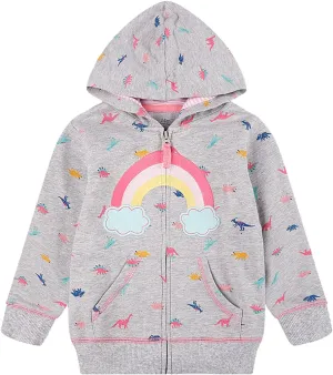 Baby Girl Zip-up Jacket Rainbow Unicorn Cotton Hoodie Sweatshirt Toddler Fall Coat Kids Winter Outfits Outerwear 2t-7t