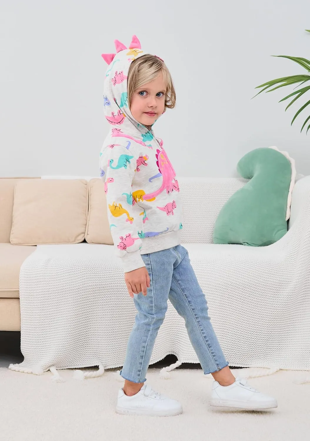 Baby Girl Zip-up Jacket Rainbow Unicorn Cotton Hoodie Sweatshirt Toddler Fall Coat Kids Winter Outfits Outerwear 2t-7t