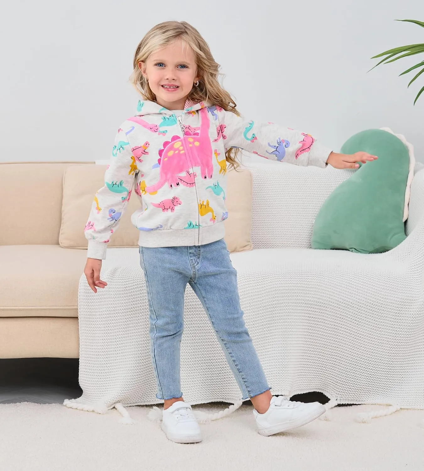 Baby Girl Zip-up Jacket Rainbow Unicorn Cotton Hoodie Sweatshirt Toddler Fall Coat Kids Winter Outfits Outerwear 2t-7t
