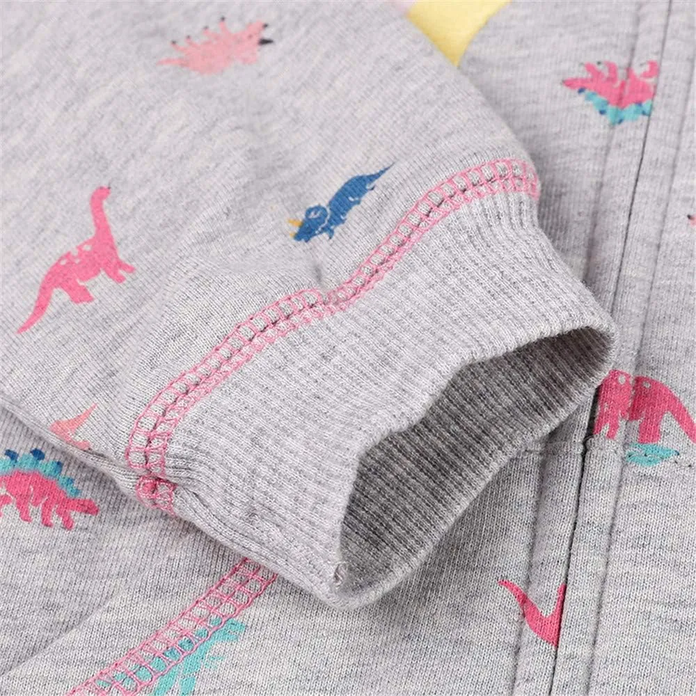 Baby Girl Zip-up Jacket Rainbow Unicorn Cotton Hoodie Sweatshirt Toddler Fall Coat Kids Winter Outfits Outerwear 2t-7t