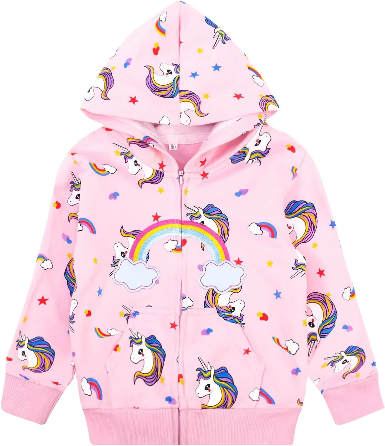 Baby Girl Zip-up Jacket Rainbow Unicorn Cotton Hoodie Sweatshirt Toddler Fall Coat Kids Winter Outfits Outerwear 2t-7t