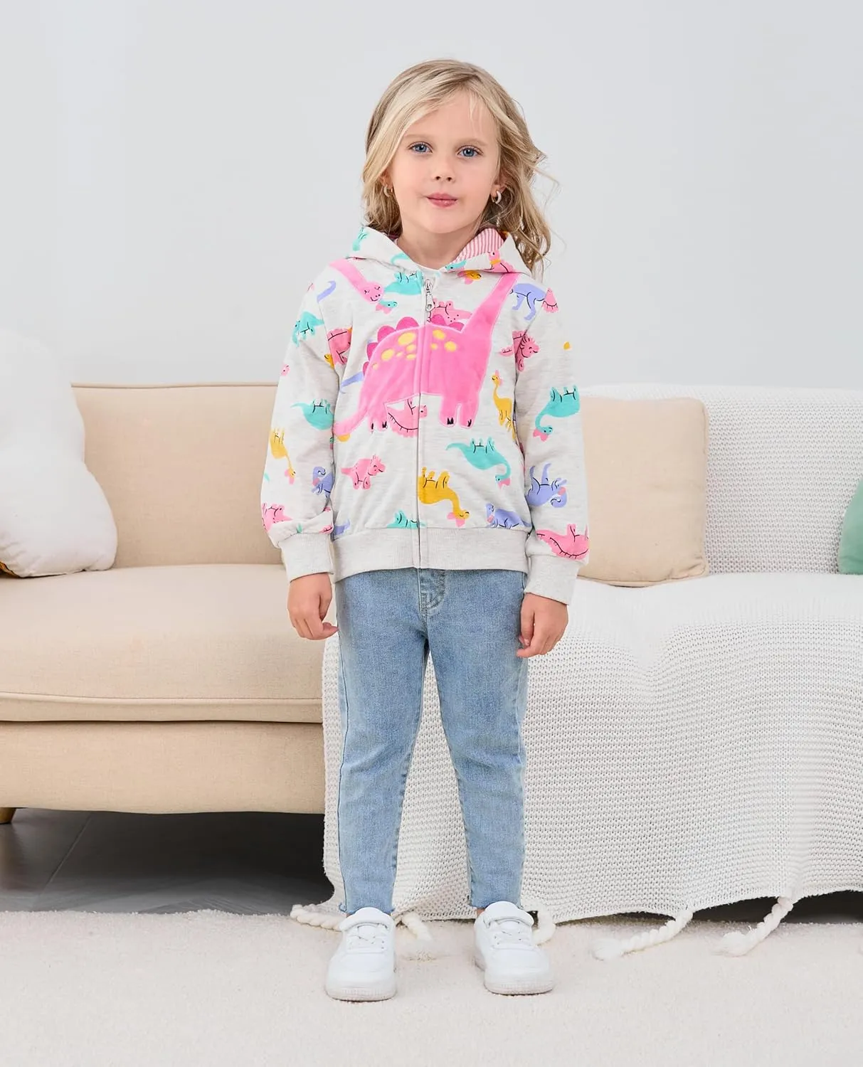 Baby Girl Zip-up Jacket Rainbow Unicorn Cotton Hoodie Sweatshirt Toddler Fall Coat Kids Winter Outfits Outerwear 2t-7t