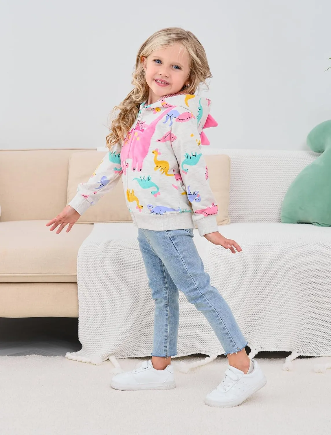 Baby Girl Zip-up Jacket Rainbow Unicorn Cotton Hoodie Sweatshirt Toddler Fall Coat Kids Winter Outfits Outerwear 2t-7t