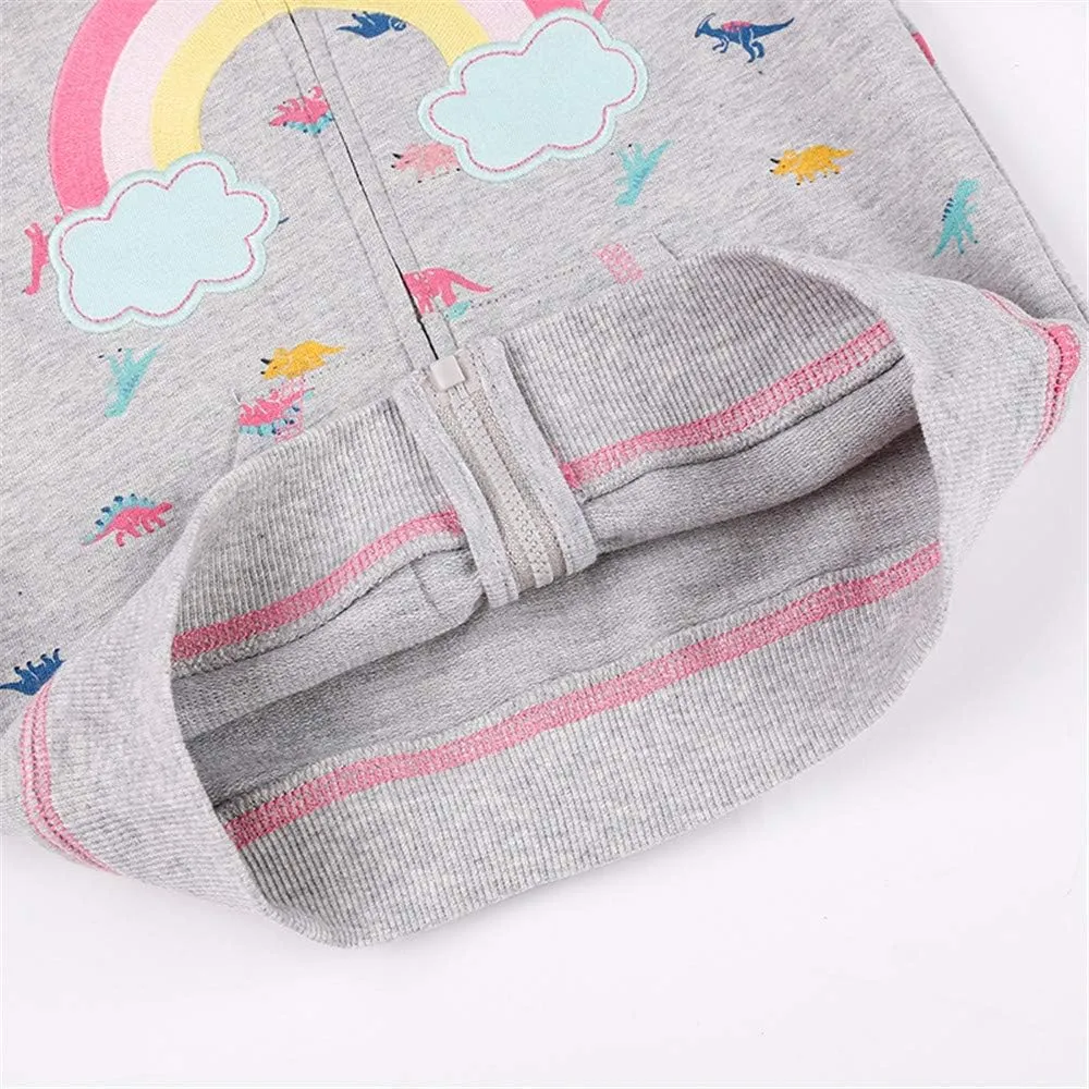 Baby Girl Zip-up Jacket Rainbow Unicorn Cotton Hoodie Sweatshirt Toddler Fall Coat Kids Winter Outfits Outerwear 2t-7t