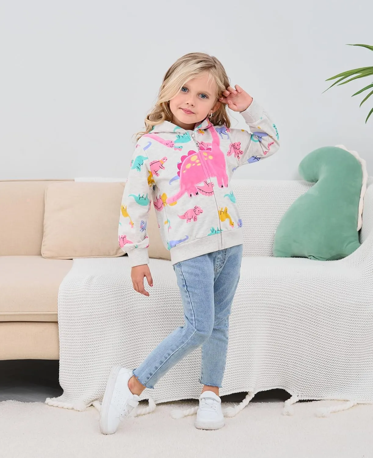 Baby Girl Zip-up Jacket Rainbow Unicorn Cotton Hoodie Sweatshirt Toddler Fall Coat Kids Winter Outfits Outerwear 2t-7t