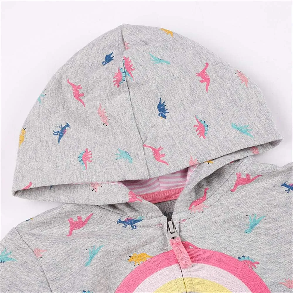Baby Girl Zip-up Jacket Rainbow Unicorn Cotton Hoodie Sweatshirt Toddler Fall Coat Kids Winter Outfits Outerwear 2t-7t