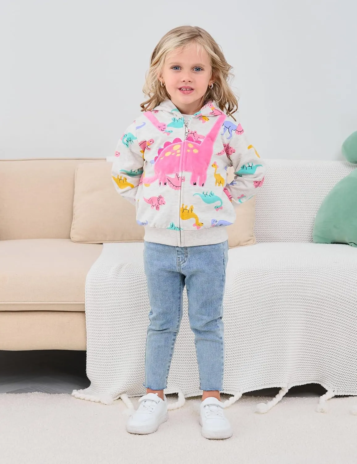 Baby Girl Zip-up Jacket Rainbow Unicorn Cotton Hoodie Sweatshirt Toddler Fall Coat Kids Winter Outfits Outerwear 2t-7t