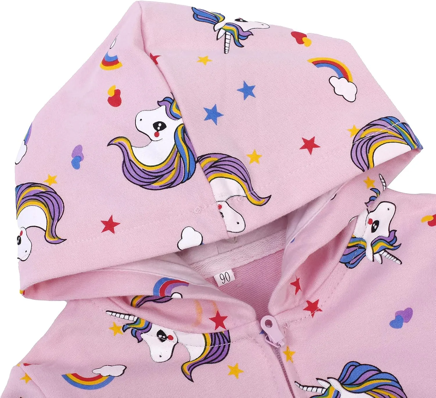 Baby Girl Zip-up Jacket Rainbow Unicorn Cotton Hoodie Sweatshirt Toddler Fall Coat Kids Winter Outfits Outerwear 2t-7t