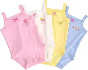 Baby Girls Spaghetti Strap Bodysuit Sleeveless Baby Tank Top Cotton Baby One-Pieces Pack of Summer Baby Clothes Outfit