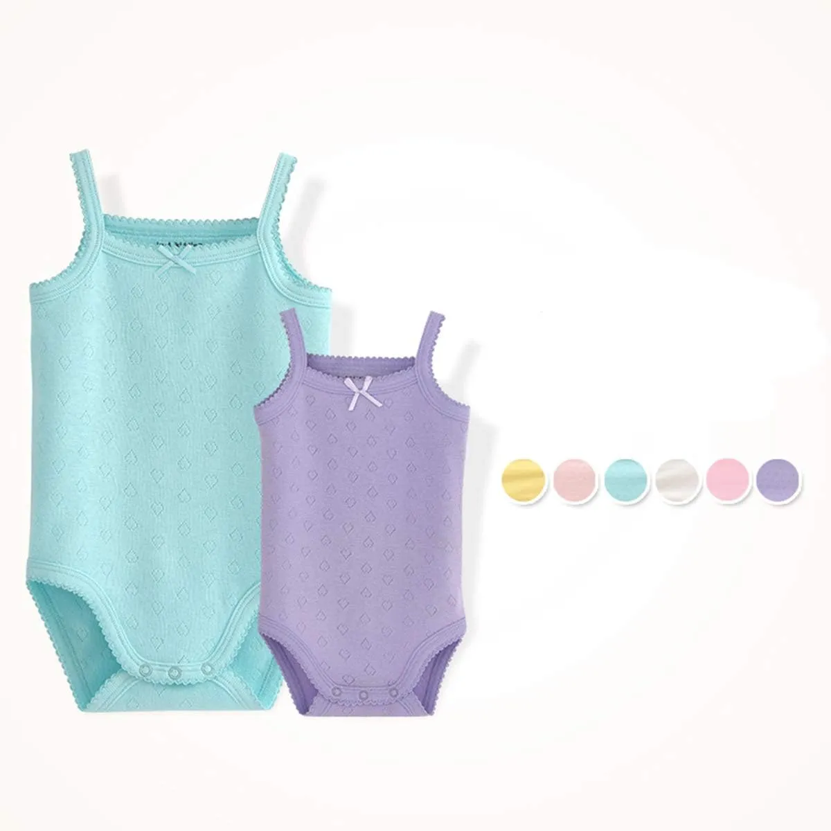 Baby Girls Spaghetti Strap Bodysuit Sleeveless Baby Tank Top Cotton Baby One-Pieces Pack of Summer Baby Clothes Outfit