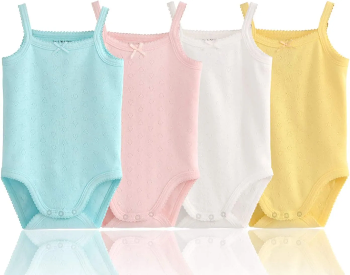 Baby Girls Spaghetti Strap Bodysuit Sleeveless Baby Tank Top Cotton Baby One-Pieces Pack of Summer Baby Clothes Outfit