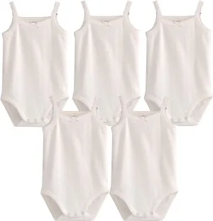 Baby Girls Spaghetti Strap Bodysuit Sleeveless Baby Tank Top Cotton Baby One-Pieces Pack of Summer Baby Clothes Outfit