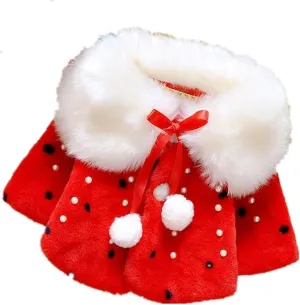 Baby Girls Winter Warm Faux Fur Cape Toddler Coat Cloak Long Sleeve Jacket Outerwear Clothes 0-3Y