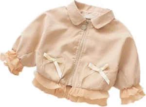 Baby Kids Girl Long Sleeve Ruffle Trench Coat Jacket Outerwear Warm Clothes Spring Autumn Fall Winter