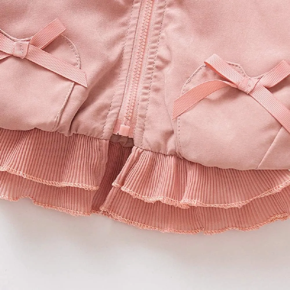 Baby Kids Girl Long Sleeve Ruffle Trench Coat Jacket Outerwear Warm Clothes Spring Autumn Fall Winter