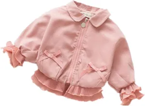 Baby Kids Girl Long Sleeve Ruffle Trench Coat Jacket Outerwear Warm Clothes Spring Autumn Fall Winter