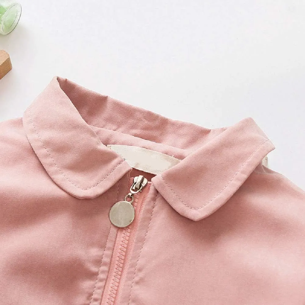 Baby Kids Girl Long Sleeve Ruffle Trench Coat Jacket Outerwear Warm Clothes Spring Autumn Fall Winter