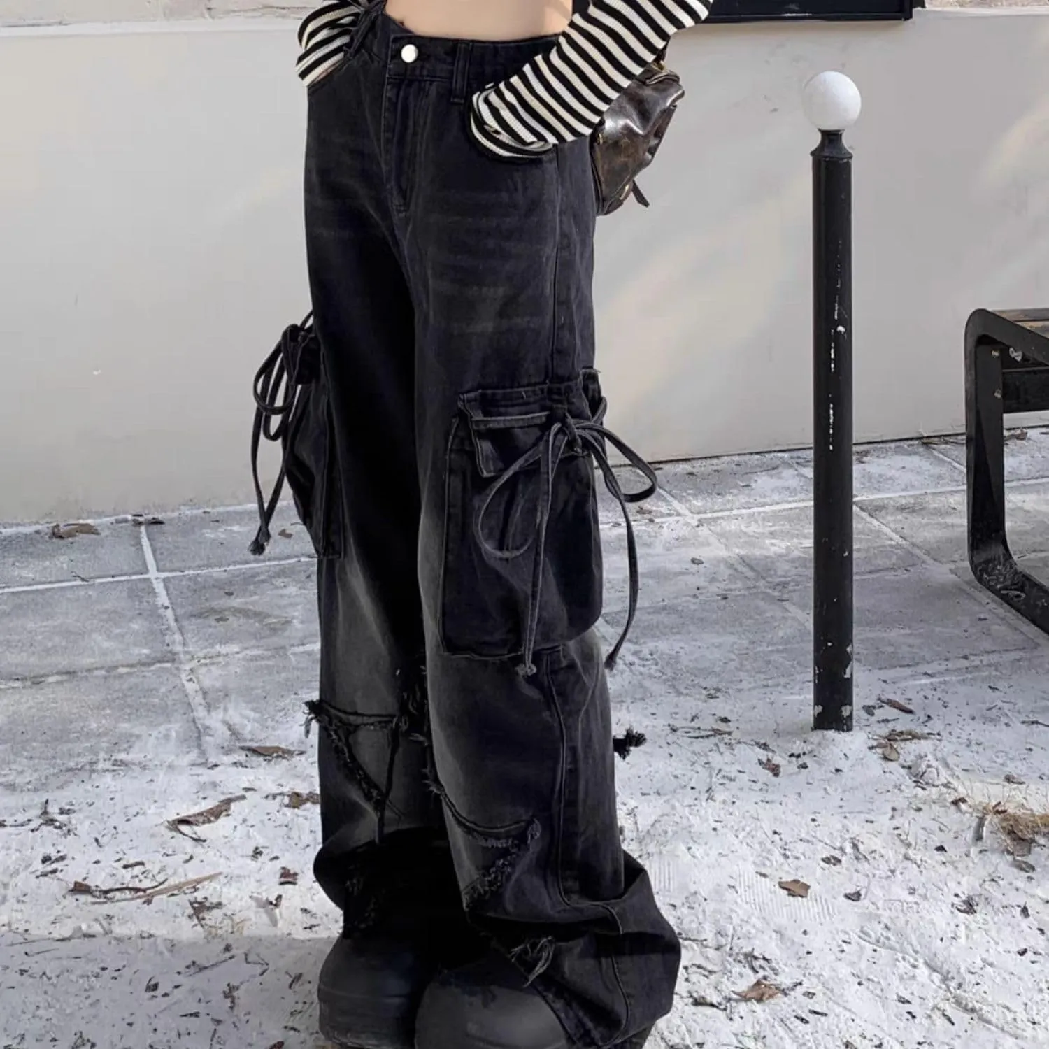 Baggy Cargo Pants for Women Girls Star Jeans Y2k Low Waisted Wide Leg Jeans Cute Streetwear Vintage Clothes