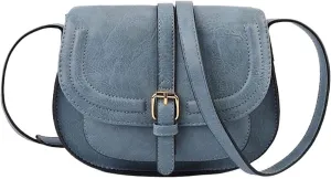 Bags for Women Retro saddle bag ladies shoulder messenger bag versatile women's half circle bag female(DenimBlue)