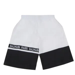 Balmain Kids Logo Print Nylon Swim Shorts