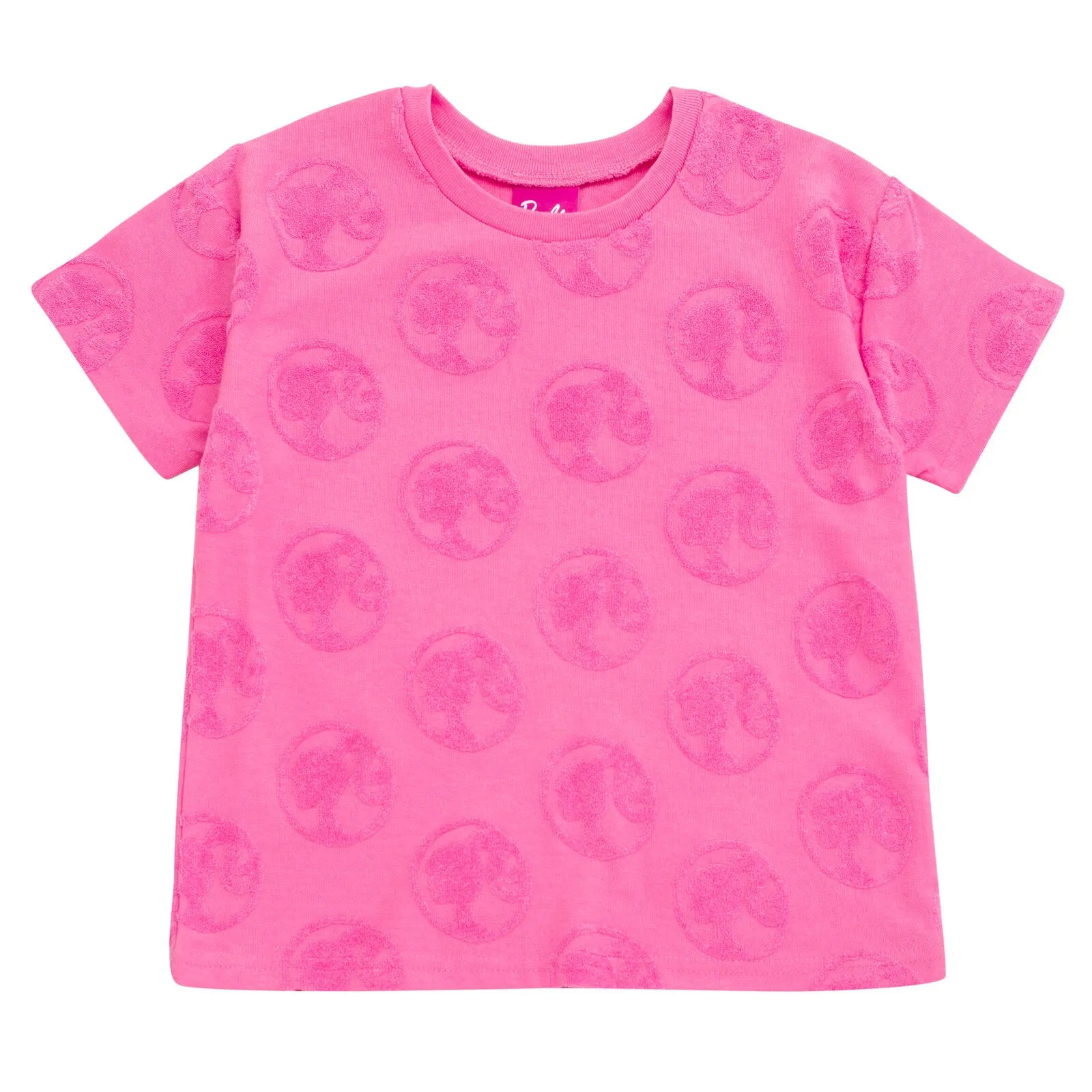 Barbie French Terry Drop Shoulder T-Shirt and Dolphin Shorts Outfit Set