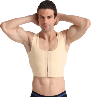 BaronHong Men's Body Shaper Chest Binder Flat Compression 3 Rows Clasp Bust Corset Vests