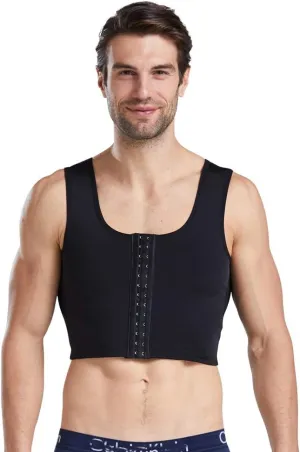 BaronHong Men's Body Shaper Chest Binder Flat Compression 3 Rows Clasp Bust Corset Vests