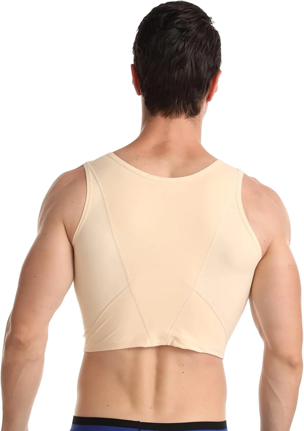 BaronHong Men's Body Shaper Chest Binder Flat Compression 3 Rows Clasp Bust Corset Vests