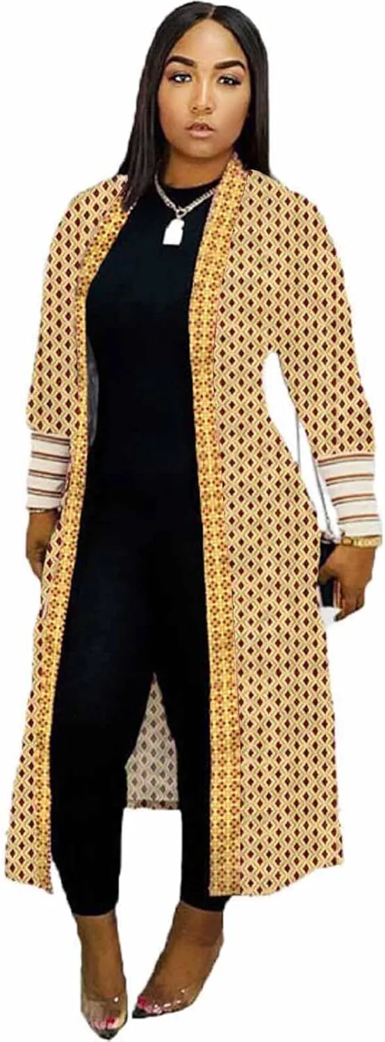 BDAILKA Leopard Print Cardigans Jackets for Women Outfit Blazer African Outwear Coat Length