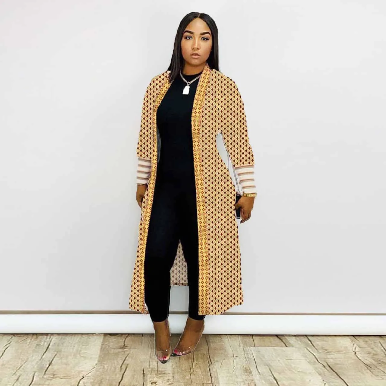BDAILKA Leopard Print Cardigans Jackets for Women Outfit Blazer African Outwear Coat Length