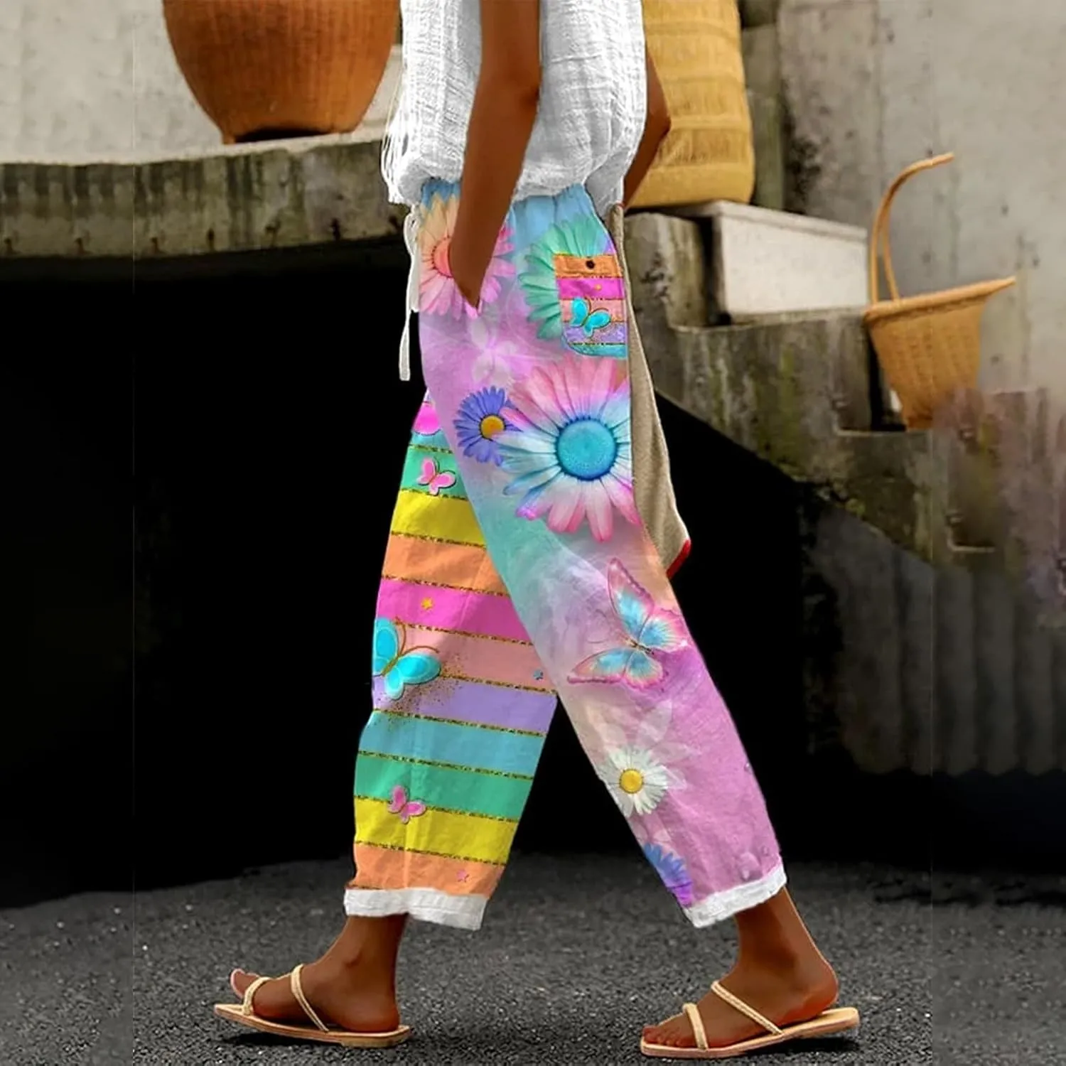Beach Vacation Clothes for Women Drawstring Pants High Waist Casual Lounge Pant Workout Sets for Women Summer Pants