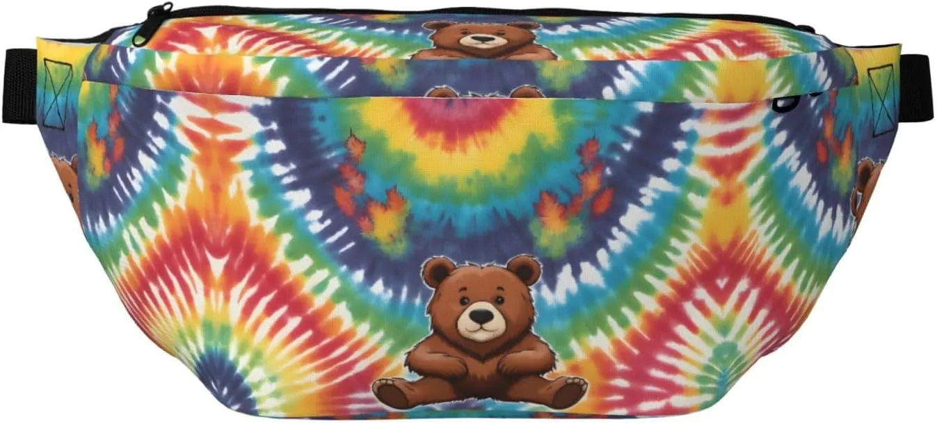 Bear Dancing Tie Dye Stylish Crossbody Waist Pack - Versatile And Compact Travel Pouch For Hands-Free Storage
