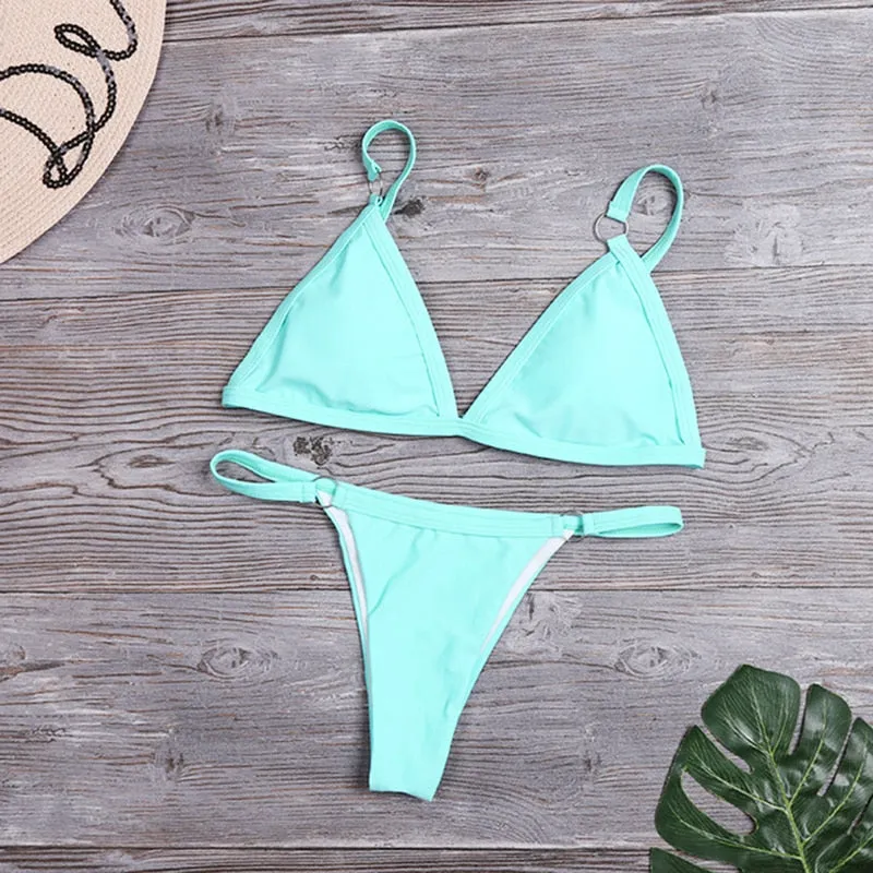 Bikini Sommer Solide Bikini Set Niedrigen Taille Bademode  Brasilianische Badeanzug Sexy Badeanzug