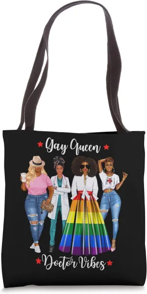 Black Gay Doctor Dr Surgeon Rainbow LGBTQ Flag Lesbian Cute Tote Bag