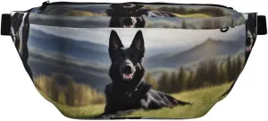 Black German Shepherd Dog Stylish Crossbody Waist Pack - Versatile And Compact Travel Pouch For Hands-Free Storage