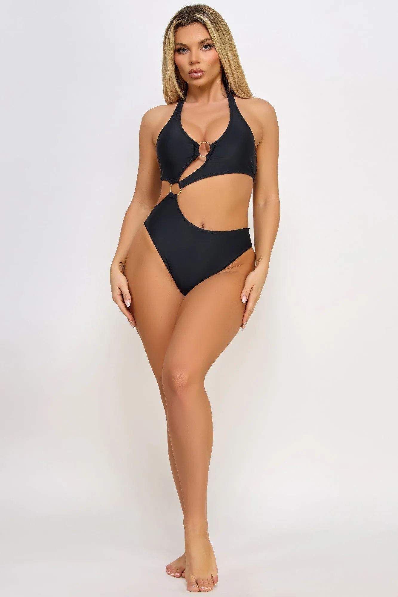 Black Sexy Front Opening Design Lorelei One-piece Swimsuit