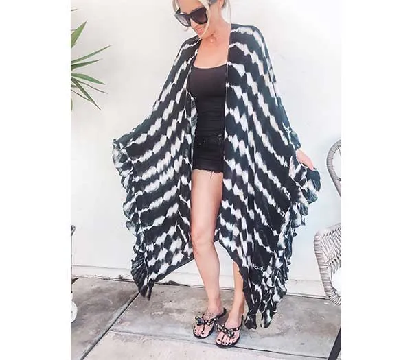 Black TieDye Kimono Cover Up