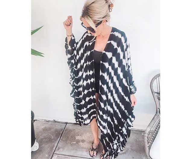 Black TieDye Kimono Cover Up