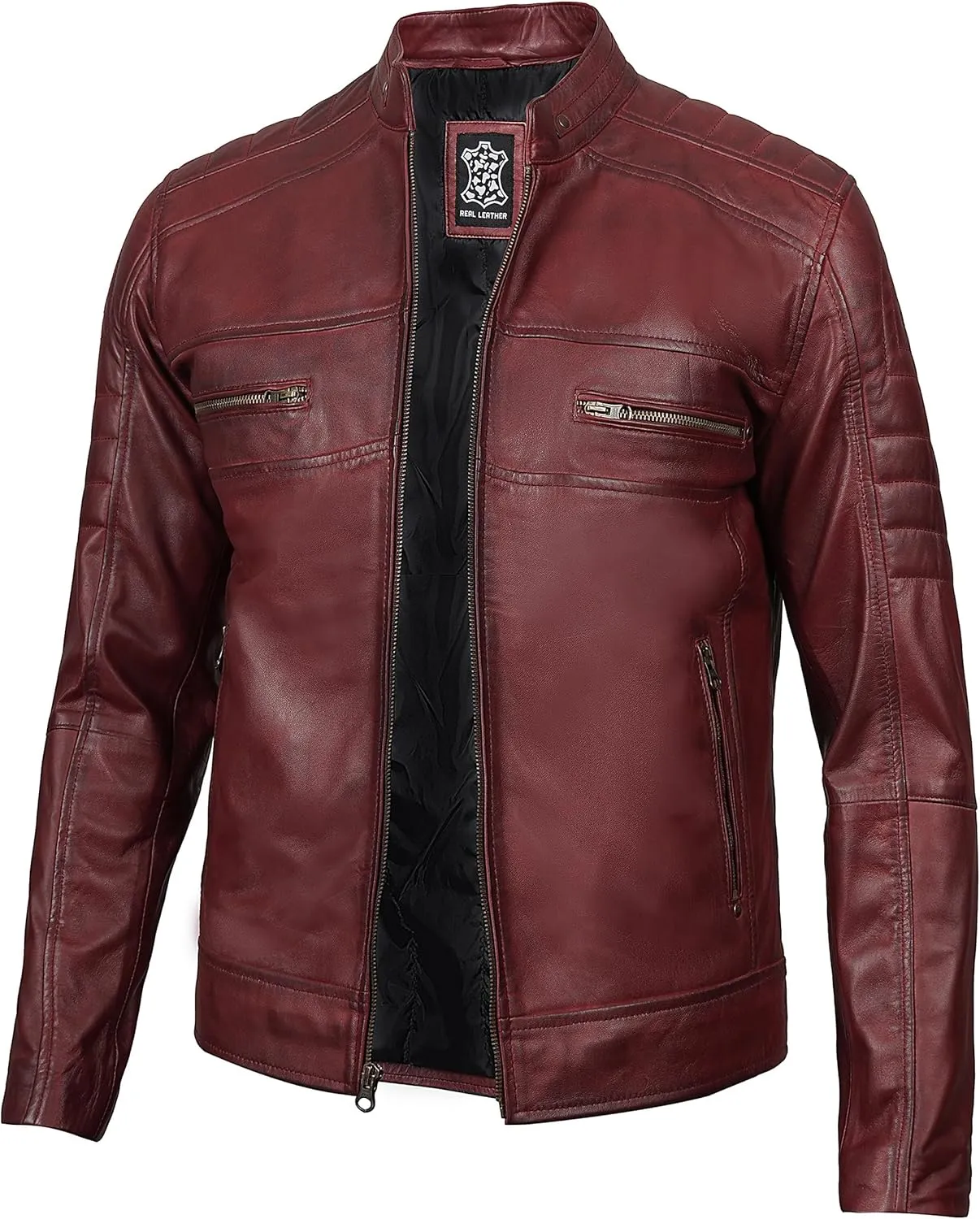Blingsoul Real Lambskin Men's Leather Jackets - Cafe Racer Style Premium Leather Jacket Men