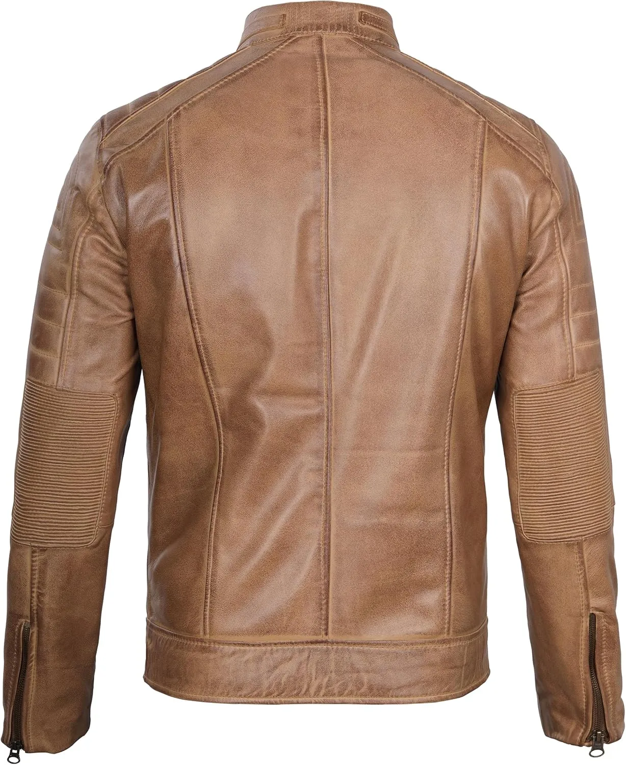 Blingsoul Real Lambskin Men's Leather Jackets - Cafe Racer Style Premium Leather Jacket Men