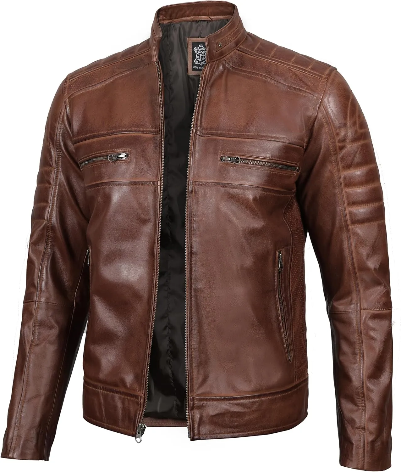 Blingsoul Real Lambskin Men's Leather Jackets - Cafe Racer Style Premium Leather Jacket Men