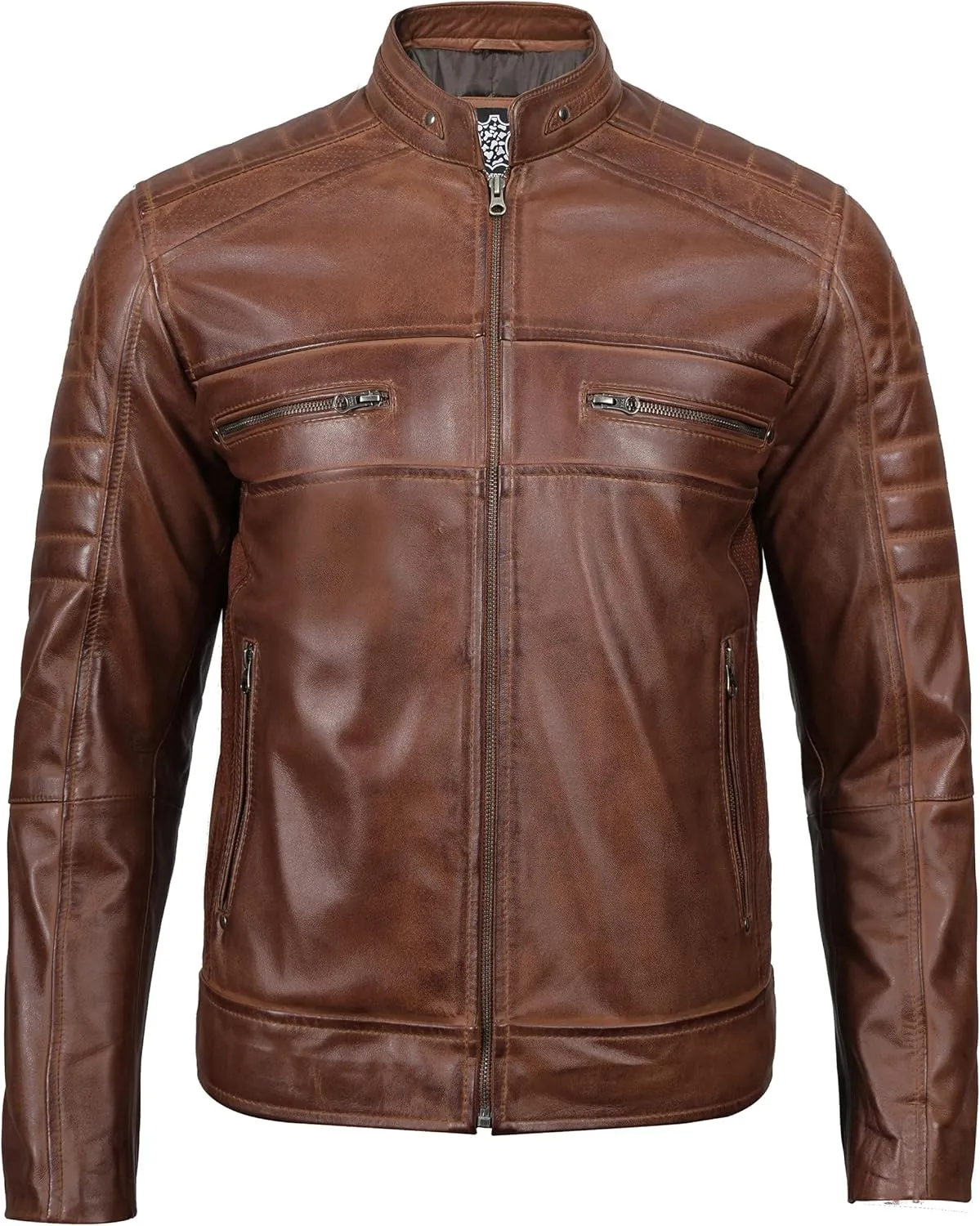 Blingsoul Real Lambskin Men's Leather Jackets - Cafe Racer Style Premium Leather Jacket Men