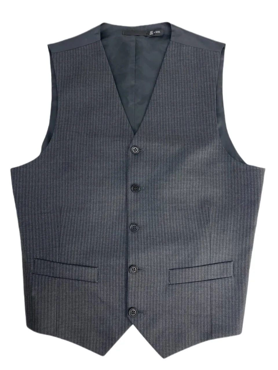 BLK DNM Men's Black Stripe Wool Dress Vest 5 Size 46 NWT