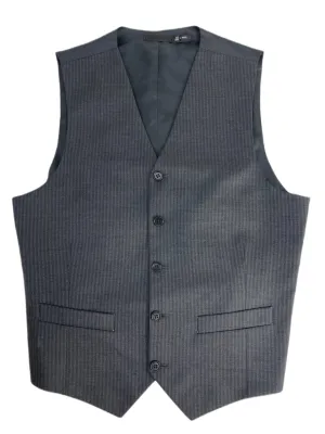 BLK DNM Men's Black Stripe Wool Dress Vest 5 Size 46 NWT