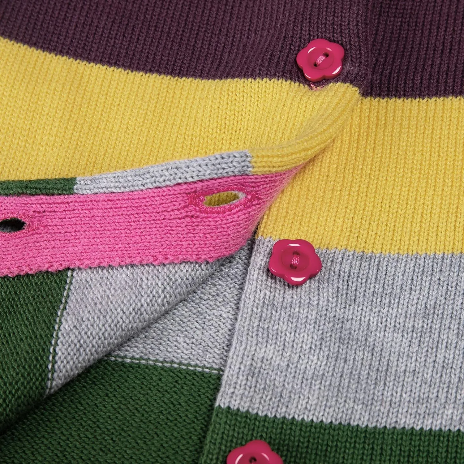 BOBOYOYO Girls Cute Cardigan 100% Cotton Rainbow Kids Cardigan Sweater Button up Striped Knit Cardigan Children for 5-12 Y