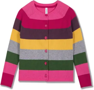 BOBOYOYO Girls Cute Cardigan 100% Cotton Rainbow Kids Cardigan Sweater Button up Striped Knit Cardigan Children for 5-12 Y