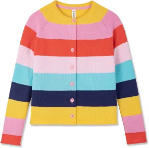 BOBOYOYO Girls Cute Cardigan 100% Cotton Rainbow Kids Cardigan Sweater Button up Striped Knit Cardigan Children for 5-12 Y