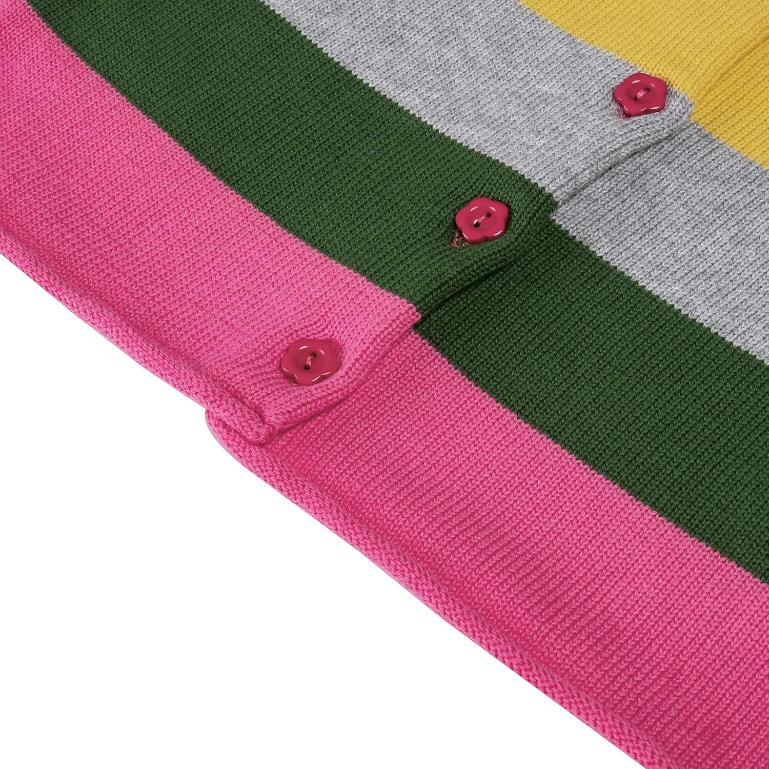 BOBOYOYO Girls Cute Cardigan 100% Cotton Rainbow Kids Cardigan Sweater Button up Striped Knit Cardigan Children for 5-12 Y