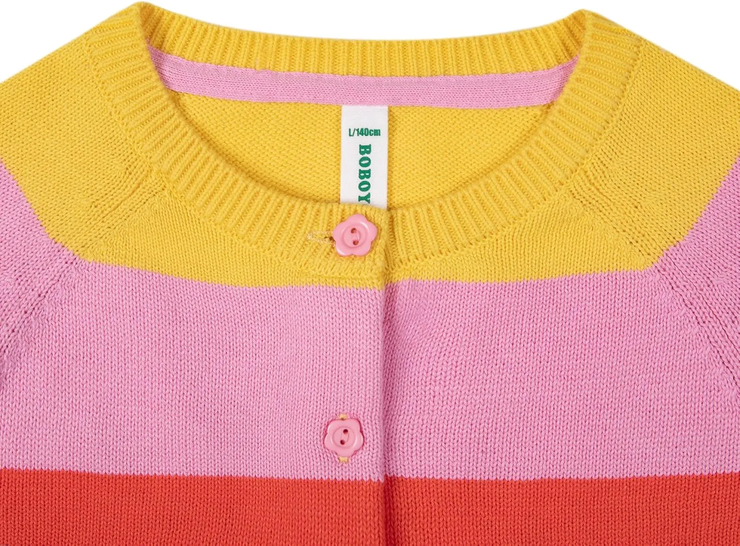 BOBOYOYO Girls Cute Cardigan 100% Cotton Rainbow Kids Cardigan Sweater Button up Striped Knit Cardigan Children for 5-12 Y